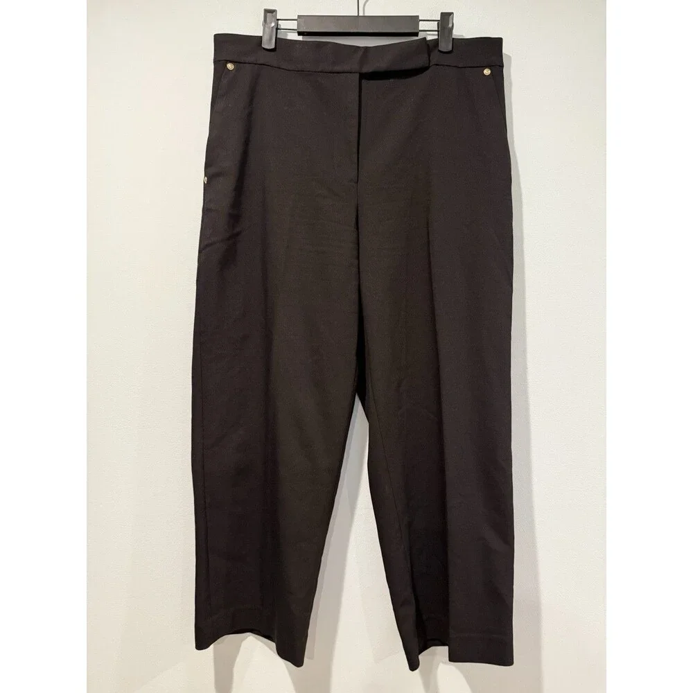 Michael Kors Dress Pants Womens 14 Blk Wide Leg Quiet Luxury Minimal Work Travel
